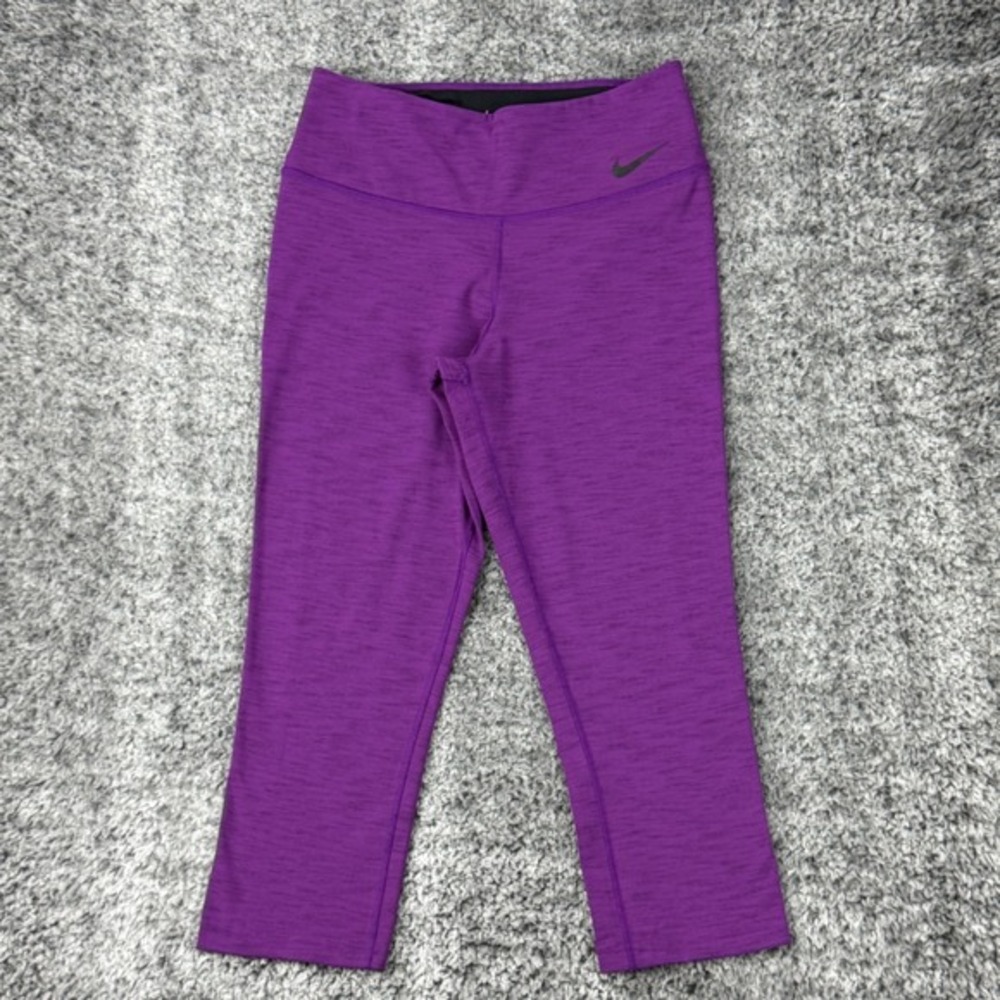 Nike Women's Size‎ M Dri-Fit Purple Heathered Capris Leggings Athletic Workout